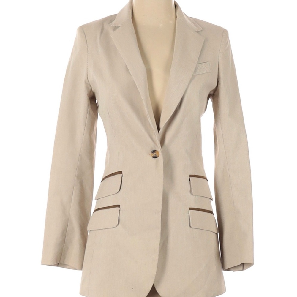 Tailored Beige Single-Button Blazer - image 1